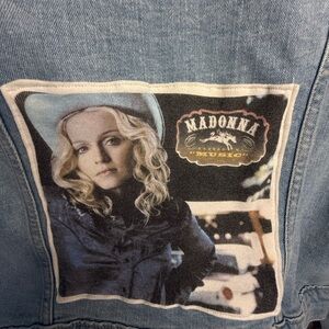 Madonna adorned Jean jacket  vintage concert t-shirt embellished on the back of